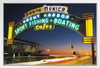 Santa Monica Yacht Harbour Sign Illuminated Los Angeles California Photo Photograph White Wood Framed Poster 20x14