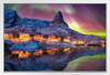 Aurora Borealis Above Snowy Islands of Lofoten Photo Photograph White Wood Framed Poster 20x14