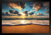 Beautiful Beach Sunrise Over The Sea Landscape Photo Sunset Hawaii Palm Pictures Ocean Scenic Scenery Tropical Nature Photography Paradise Scenes Black Wood Framed Art Poster 20x14