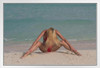 Young Hot Woman Sitting On Beach Stretching Photo Photograph White Wood Framed Poster 20x14