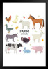 Farm Animals Horse Cow Pig Sheep Drawing Kids Room Poster Animal Collection Illustration Nature Wildlife Zoo Stand or Hang Wood Frame Display 9x13