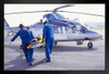 Nurses and Pilot Carrying Patient on Stretcher to Helicopter Photo Photograph Art Print Stand or Hang Wood Frame Display Poster Print 13x9