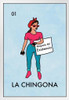 La Chingona Mexican Lottery Parody Feminist Latina Protest Empowered Woman Day Of Dead Dia Los Muertos Decorations Mexico Bingo Party Spanish Native Sign White Wood Framed Art Poster 14x20