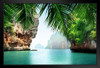 Phuket Thailand Tropical Sea Rock Island Formations Green Water Palm Trees Nature Landscape Photo Art Print Stand or Hang Wood Frame Display Poster Print 13x9