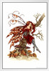Autumn Daydream Fairy In Tree by Amy Brown Fantasy Poster Fall Leaves On Ground Nature White Wood Framed Art Poster 14x20