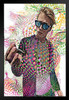 Young Man Smoking Marijuana with Psychedelic Background Art Print Stand or Hang Wood Frame Display Poster Print 9x13