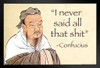 Confucius I Never Said All That Sht Funny Meme Fake Quote College Dorm Philosophy Demotivational Snarky Ironic Sarcastic Black Wood Framed Art Poster 14x20