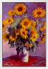 Claude Monet Bouquet of Sunflowers 1881 Impressionist Oil Canvas Still Life Painting Vivid Colors White Wood Framed Poster 14x20