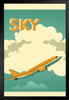 Sky Airplane Flying in Clouds Vintage Travel Tourism Ad Stand or Hang Wood Frame Display 9x13