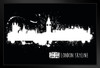 London England Paint Splat Black and White B&W Skyline Art Print Stand or Hang Wood Frame Display Poster Print 13x9