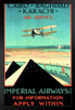 England Imperial Airways Cairo Baghdad Karachi Air Service Egyptian Pyramids Biplane Airplane Vintage Illustration Travel Black Wood Framed Poster 14x20