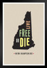 New Hampshire Live Free Or Die Granite State Motto Pride Outline Home Travel Modern Retro Vintage Style Black Wood Framed Poster 14x20