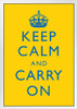 Keep Calm Carry On Motivational Inspirational WWII British Morale Bright Yellow Blue White Wood Framed Poster 14x20