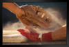 Baseball Player Sliding Into Base Being Tagged Out Close Up Photo Photograph Art Print Stand or Hang Wood Frame Display Poster Print 13x9