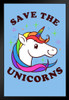 Save The Unicorns Cute Art Print Stand or Hang Wood Frame Display Poster Print 9x13