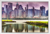 Reflected City Lower Manhattan Financial District New York City NYC Photo Photograph White Wood Framed Poster 20x14