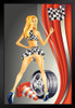 Sexy Racing Girl Checkered Flag Illustration Art Print Stand or Hang Wood Frame Display Poster Print 9x13