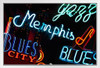 Neon Signs on Beale Street in Memphis Tennessee Photo Photograph White Wood Framed Art Poster 20x14