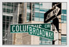 Broadway Columbus Circle Street Sign New York Photo Photograph White Wood Framed Poster 20x14