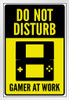 Do Not Disturb Gamer At Work Portable Warning Sign White Wood Framed Poster 14x20