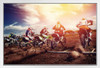 Motocross Motorcross Stunt Dirt Bike Motorcycle Racing Race Track Photo White Wood Framed Poster 14x20