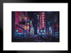 Neon Building Street Lights Night Downtown Shinjuku Tokyo Japan Skyline Photo Matted Framed Wall Decor Art Print 20x26