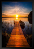 Sunset Over The Fishing Pier At Finland Lake Photo National Mountain Nature Landscape Park Scenic Scenery Parks Picture Dock Water Black Wood Framed Art Poster 14x20