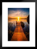 Sunset Over The Fishing Pier At Finland Lake Photo National Mountain Nature Landscape Park Scenic Scenery Parks Picture Dock Water Matted Framed Art Wall Decor 20x26