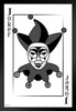 Joker Playing Card Art Monochrome Black and White Poker Room Game Room Casino Gaming Face Card Blackjack Gambler Creepy Clown Joker Art Jester Deck of Cards Black Wood Framed Art Poster 14x20