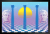 Fall of Rome Vaporwave Aesthetic Decor Retro Vintage 90s Y2K Room Decor Neon Pink Bedroom Decor Indie Vibey Aesthetic Vaporwave Art Columns Statue Chill Black Wood Framed Art Poster 14x20