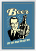 Beer Give Your Brain The Night Off Retro Humor White Wood Framed Poster 14x20