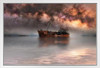 Milky Way Galaxy in Sky Above Old Shipwreck Photo Photograph White Wood Framed Poster 20x14
