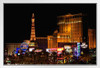 Las Vegas Nevada Strip Illuminated at Night Paris Hotel Photo Photograph White Wood Framed Poster 20x14