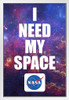 I Need My Space NASA Logo Meatball Funny Retro Vintage Geeky Solar System Science Nebula Milky Way Aesthetic Trendy Kids Map Galaxy Classroom Earth Outer Sign White Wood Framed Art Poster 14x20