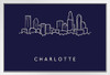 Charlotte City Skyline Pencil Sketch White Wood Framed Poster 20x14