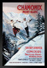 Chamonix Mont Blanc Skiing Ski Sport French Alps France Vintage Travel Ad Advertisement Black Wood Framed Poster 14x20