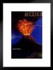 Mexico Volcan Paricutun Mexican Volcano Eruption Earth Science Nature Fire Lava Vintage Illustration Travel Matted Framed Wall Decor Art Print 20x26