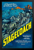 Stagecoach John Wayne Movie Poster Retro Vintage Western Decor Cowboy Western Movie Merchandise Collectibles Classic Hollywood John Ford Western Film Man Cave Black Wood Framed Poster 14x20