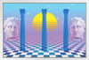 Fall of Rome Vaporwave Aesthetic Decor Retro Vintage 90s Y2K Room Decor Neon Pink Bedroom Decor Indie Vibey Aesthetic Vaporwave Art Columns Statue Chill White Wood Framed Poster 14x20