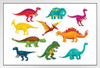 Dinosaurs Cartoon Collection Kids Room Art Dinosaur Nursery Prints Dinosaur Wall Art For Kids Room Dinosaur Poster For Kids Room Dino Pictures Bedroom Dinosaur White Wood Framed Poster 14x20