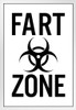 Warning Sign Biohazard Fart Zone Gas Range Attack College Humor Mancave White Black White Wood Framed Poster 14x20