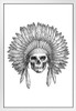 The Chief Native American Indian Skull in Headdress Black White White Wood Framed Poster 14x20