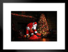 Santa Claus Placing Presents Under Christmas Tree Eve Wrapped Gifts Matted Framed Wall Decor Art Print 20x26