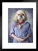 Cute Shih Tzu Dog Head Wearing Human Clothes Funny Parody Animal Face Portrait Art Photo Matted Framed Wall Decor Art Print 20x26
