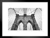 Brooklyn Bridge New York City NYC Stone Tower Cables Architectural Detail BW Photo Matted Framed Wall Decor Art Print 20x26