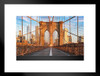 Brooklyn Bridge Sunny Day Facing Downtown New York City Manhattan NYC Landscape Color Photo Matted Framed Wall Decor Art Print 20x26