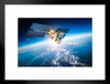 Satellite in Space over the Planet Earth Matted Framed Wall Decor Art Print 20x26