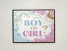 Gender Reveal Poster Boy or Girl Him or Her Baby Party Decorations Supply  Clouds Moon Cool Wall Art Print Poster 12x18