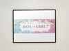 Gender Reveal Poster Boy or Girl Him or Her Baby Party Decorations Supply Supplies Little Star Stuff Cute Design Blue Pink Ideas Photo Picture Welcome Banner Cool Wall Art Print Poster 36x12