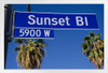 Sunset Boulevard Street Sign Los Angeles California Photo Photograph White Wood Framed Poster 20x14